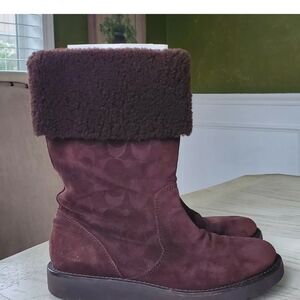 COACH Brown Shearling Boots Size 7.5